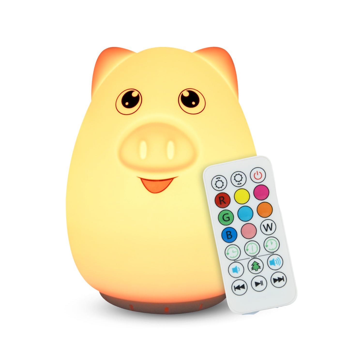 Altoparlante Bluetooth combinato e luce notturna con 9 emissioni di colore, silicone adatto ai bambini e senza BPA, ricarica USB, riceve audio da computer, telefono o tablet e include telecomando