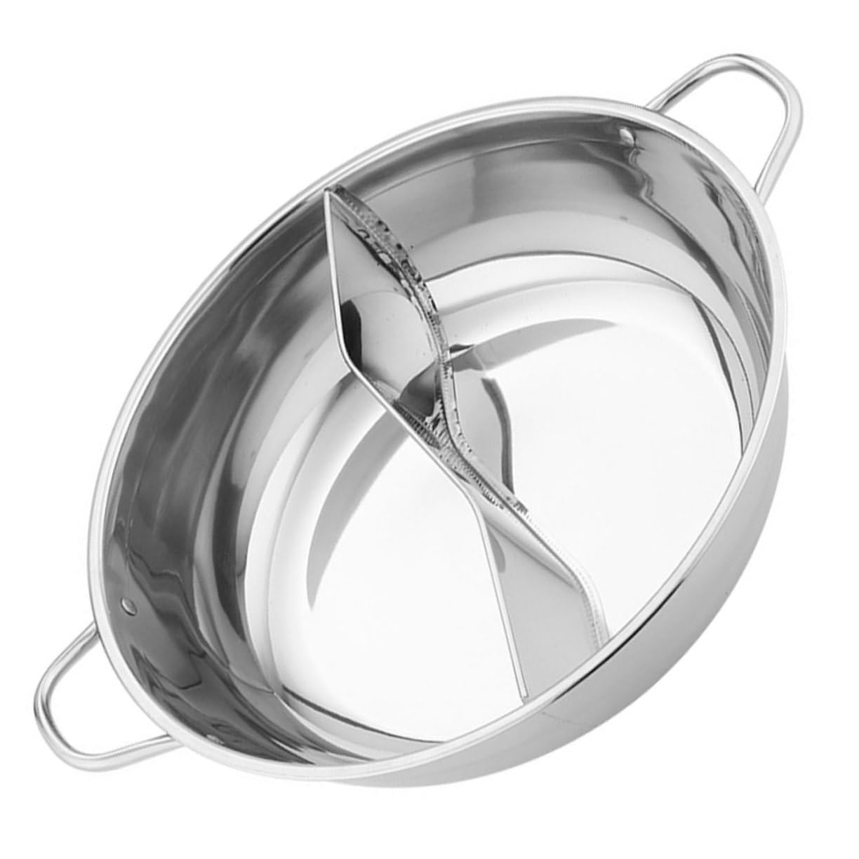 Casserole fondue chinoise inox 34 cm avec séparateur et poêle double compartiments TOYANDONA