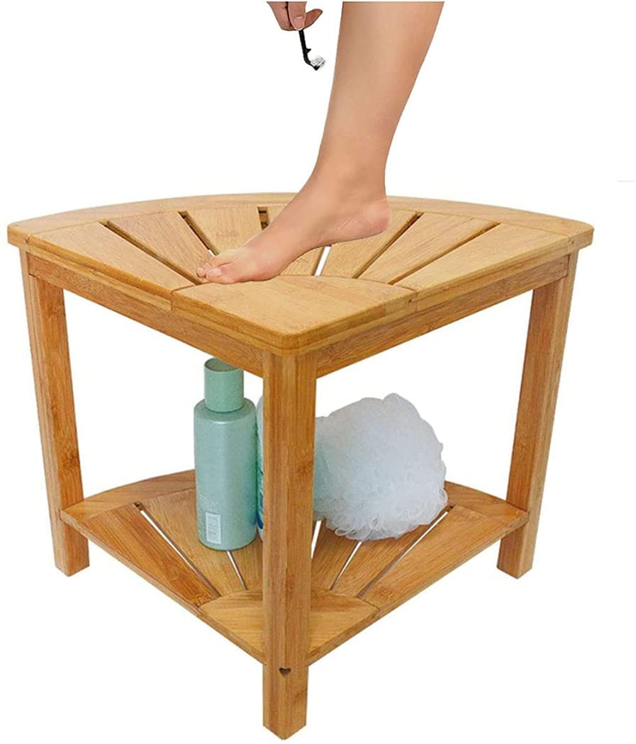 Buy Honent Corner Shower Bench,Teak Shower Stools for Small Spaces Foot