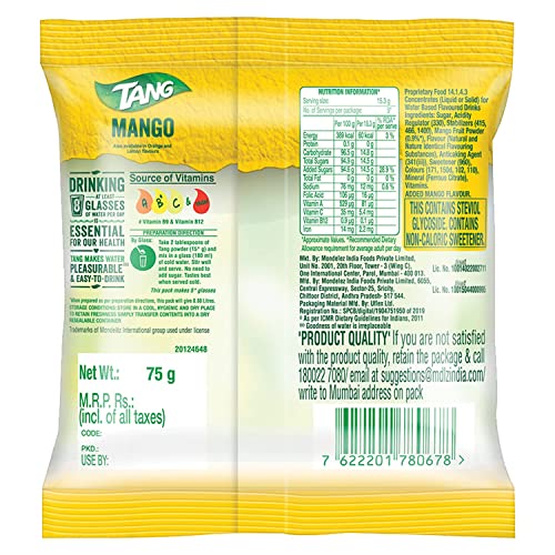 Image of Tang Instant Drink Mix - Mango, 75g Pouch
