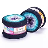 Yarn Art YarnArt Flowers Yarn 55% Cotton 45% Acrylic 250gr 1094yds Multicolor Cotton Yarn Rainbow Crochet Yarn Spring Summer - 1 Fine Sport Skein (254)