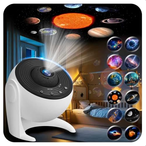 Galaxy Projector for Bedroom, 13 in 1 Planetarium Star Projector with Solar System & Constellation, 360° Rotating Galaxy Light Projector, Space Night Light Projector for Kids Adults Gifts Bl