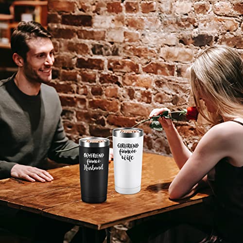 Husband And Wife Travel Tumbler Set, Wedding Engagement Anniversary Valentine’s Day Gifts For Couple Husband Wife Bride Groom, His And Hers Newlywed Gifts, 20Oz Stainless Steel Insulated Tumbler #TOP3