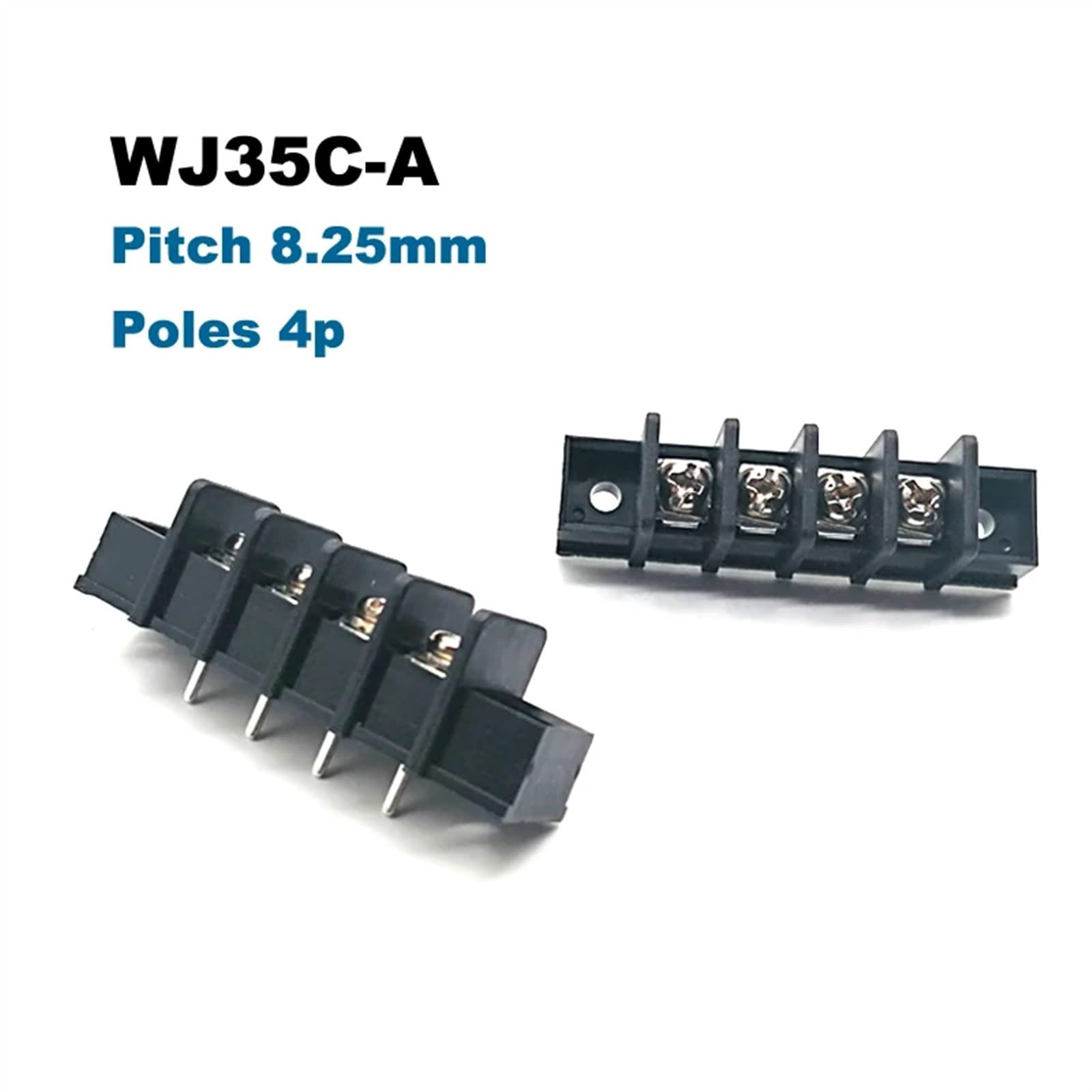20 piezas bloque de terminales PCB paso 8,25mm Bornier 35C-A recto 2/3/4/5P Morsettiera agujeros de tornillo conector de Cable 20A 12AWG(3P (35C-A))