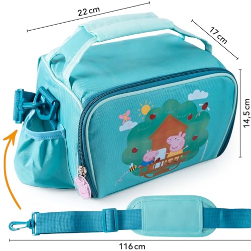 p:os Peppa Pig Kühltasche Klein Kinder 1,7 L - Mini-Kühlbox inkl. 3x Brotdose - Perfekt für Unterwegs, Strand, Kindergarten oder Schule, Grün
