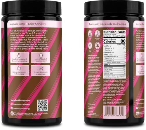 Image of Perk Energy Drink Mix (Mint Chocolate Truffle) 20 Servings, Gluten-Free | Caffeinated Healthy Coffee Alternative with Protein, 100mg of Caffeine, Soy-Free, Peanut-Free