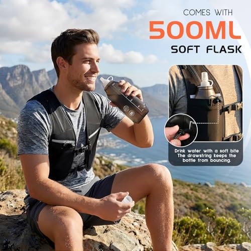 Eclove Running Vest for Women and Men, Lightweight Adjustable Reflective Hydration Pack with 500ml Soft Flask & 5 Pockets, Bounce Hand Free Comfort for Marathon Trail Cycling Hiking Jogging Walking - image 7