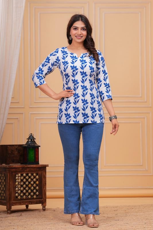 Image of SIROTA Rayon Short Top for Women | Tunic for Jeans | Western Short Kurti | Stylish Straight Ladies Kurta | Ethnic Kurta for Girls