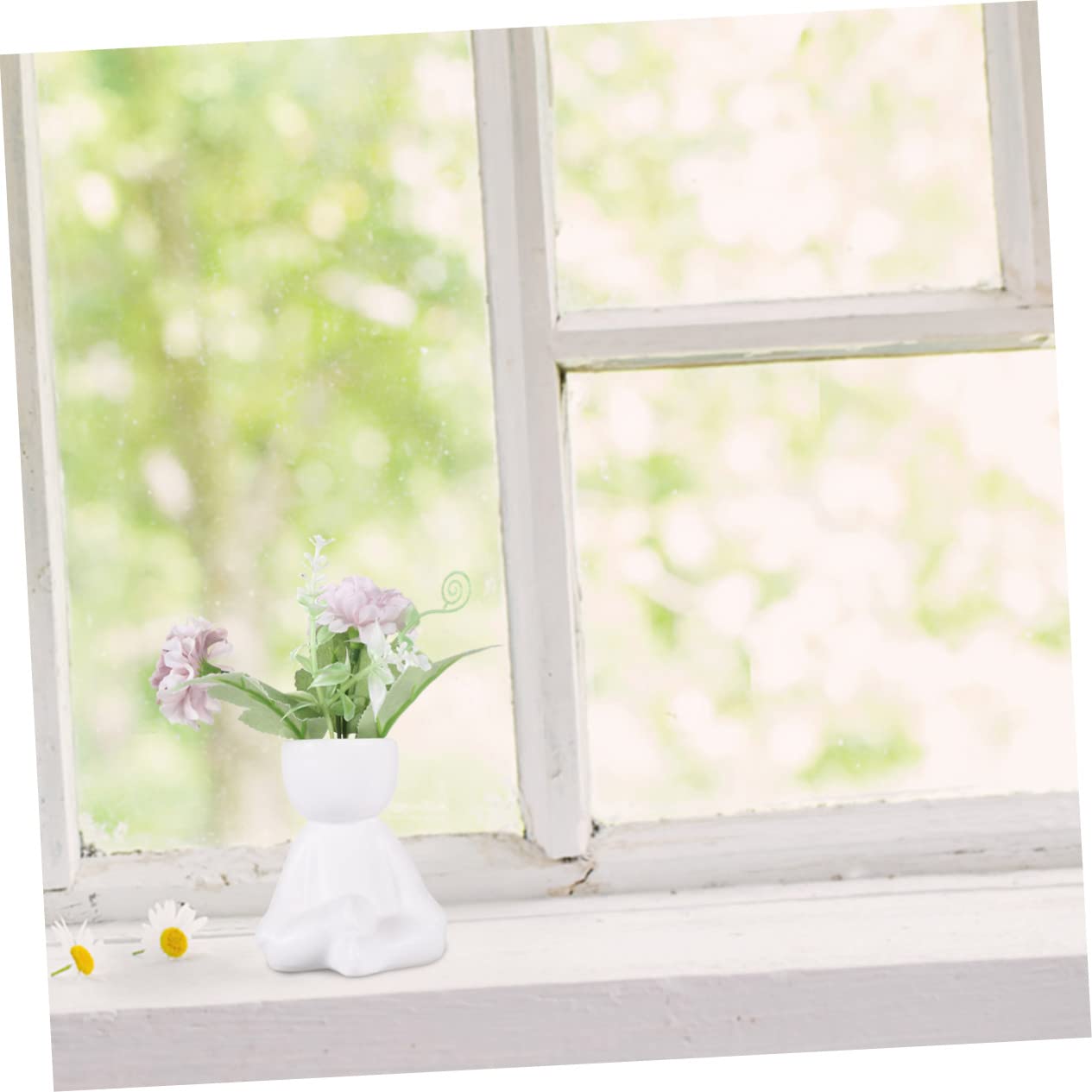 Wakauto Keramik-Blumentopf In Menschlicher Form – 6x6x10 Cm, Sitzend, Für Sukkulenten & Kräuter – Dekoration Für Zuhause Oder Büro