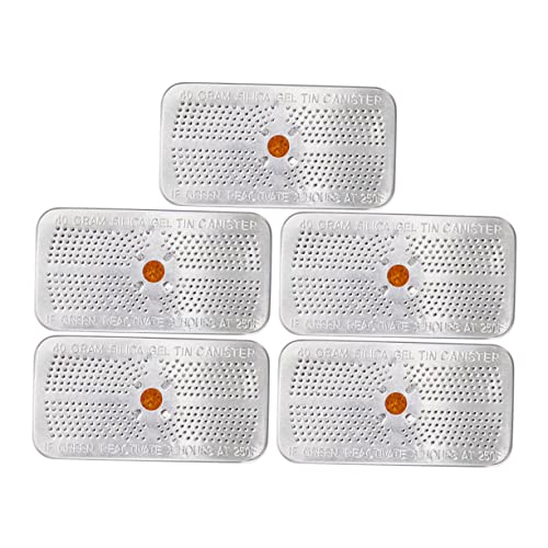 SOLUSTRE 5個 乾燥剤 ビーズ缶 キャニスター 水分パック 花乾燥シリカ 除湿器表示 シリカビーズ ガレージ除湿機 シリカパケット 植物用シリカ 珪砂花乾燥 錫 Orange シリカゲル