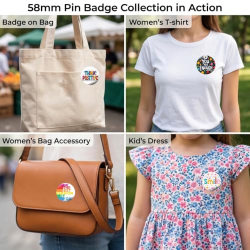 Image of Motivational Pins Badges 58mm Size | Round Button Badges | Inspirational Quotes | Return Gift | Event Badges | Kids Badges | Women brooches | Perfect for Backpacks