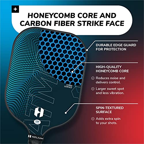 Helium Pro Carbon Fiber Pickleball Paddles - USAPA Certified Pickleball Paddles, High-Spin Texture, Lightweight Honeycomb Core (2 Paddles, 4 Balls, 1 Sports Bag)