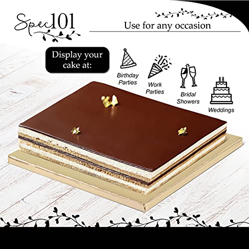 Spec101 Cake Board 10 Inch 6Pk Gold Cake Drum Floral Bulk Cake Drums Special Occasion Square Wrapped Edged Cake Base #TOP4