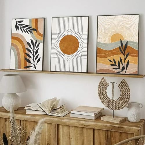 Abstrait Géométrique Feuilles Peinture Toile 70x100cm | Déco Maison Boho
