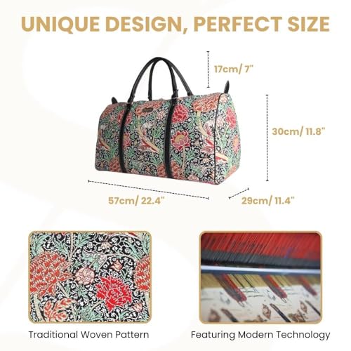 Image of Women Large Duffel Bag, Ladies Carry-on Overnight Weekender, Womens Hand Luggage, Travel Bags for Teens & Girls, The Cray, X-Large, Tapestry