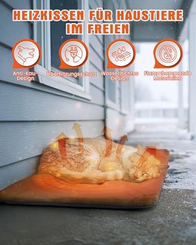 petnf Heizkissen für Haustiere im Freien, wasserdichtes elektrisches Heizkissen, automatische Temperaturregelung, bissfestes Kabel, ideal für Hundebetten, Katzenhäuser, Zwinger-Grau 40 * 50cm