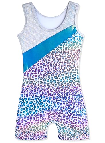 Image of HOZIY Leotards for Girls Gymnastics Kids Children Biketard Snowflake Ribbon Blue Purple Hot Pink Sparkle