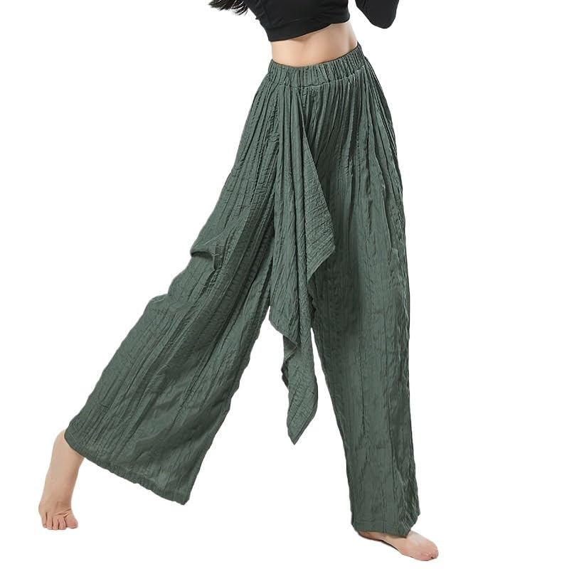 Pantalones de danza moderna para mujer plisados de tubo recto