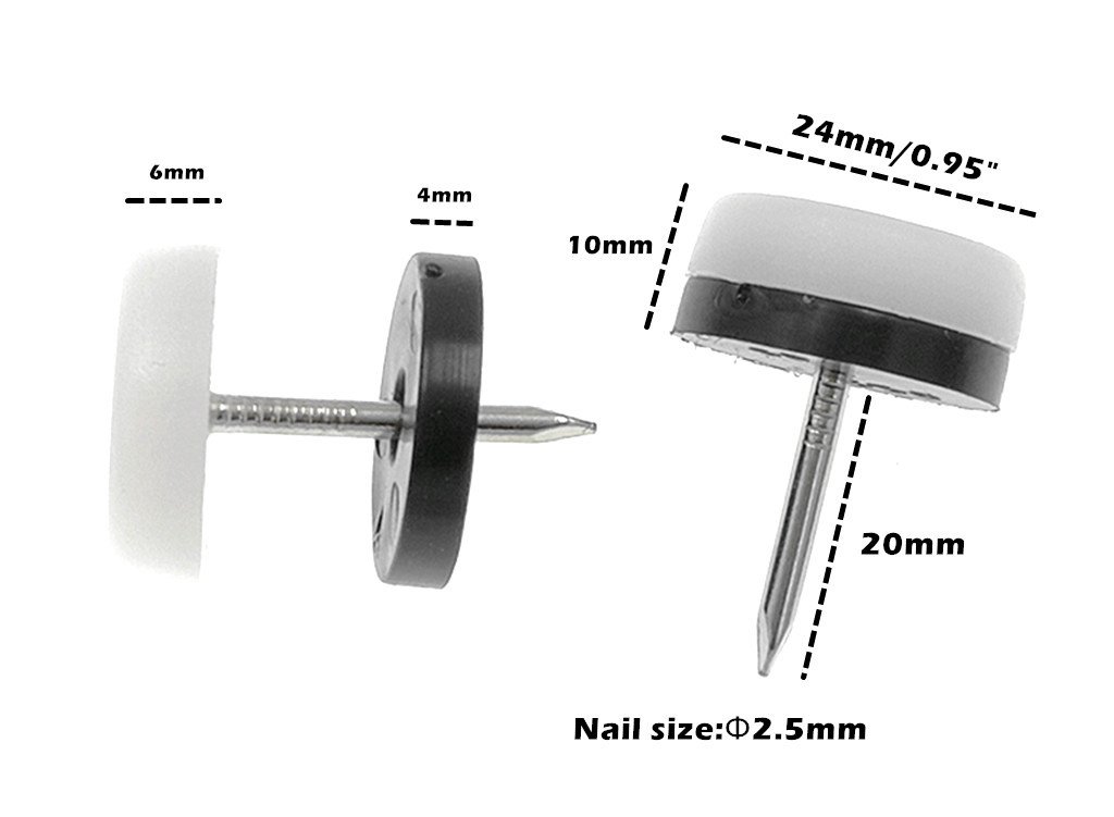 ALIMITOPIA 40pcs Furniture Glide Nail-in Thickened Nylon Chair Glide Slider Furniture Pad Floor Protector for Wooden Furniture Chair — view 2