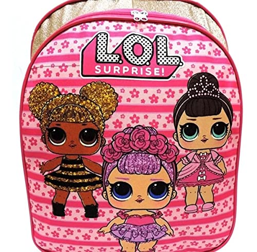 Kit Mochila Infantil Lol Rosa Escolar Brilhos Rodinhas G F5