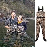 NEYGU Quick-Drain Waterproof and Breathable Chest Wader with 4mm Neoprene Stocking Foot for Fishing