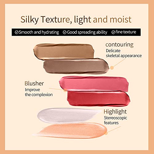 Blush Beauty Wand, Liquid Cheeks Blush Dewy Finish, Soft Cream Blusher Stick With Sponge Applicator, Silky Smooth Creamy Formula, Lightweight Blendable Blush Rouge Stick,Breathable, Natural-Looking #TOP1