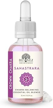 Devinez Crown Chakra Sahastrara Essential Oil Blend 15ml/0.50 fl oz - Diffuser Blend with Clear Quartz Gemstone - Therapy Oil for Chakra Balance, Meditation, Yoga, Reiki & Healing
