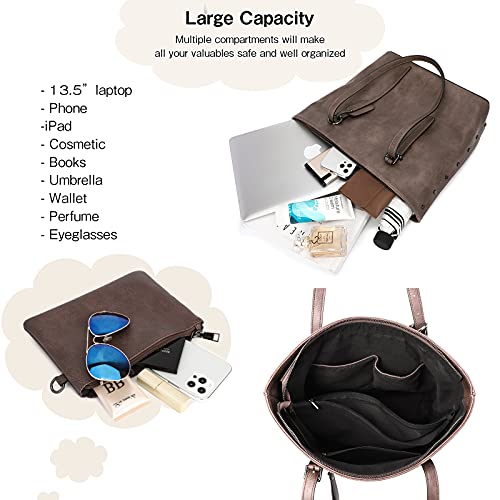 Image of KL928 Handbag for Women Tote Bag PU Leather Large Shoulder Bag Top Handle Satchel Purses 2Pcs Set