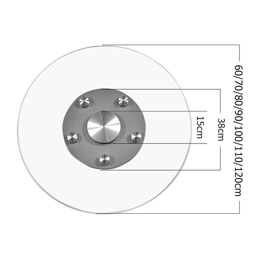 Plateau tournant de 60 cm / 24 Pouces Grand Plateau tournant en Verre trempé Lazy Susan Plateau de Service Rotatif pour Table à Manger, Base en métal silencieuse, antidérapante, Non inclinée