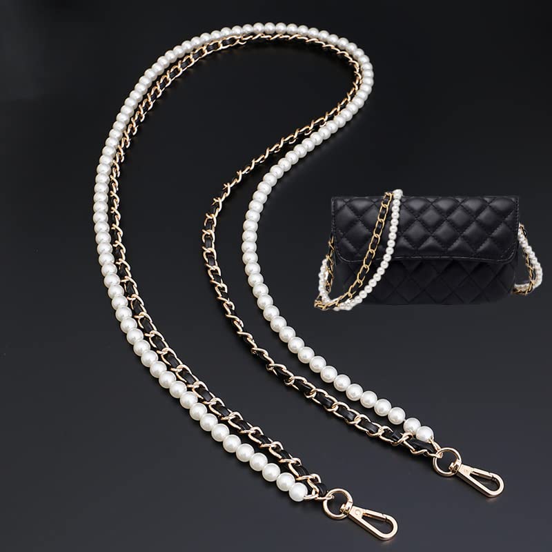 Łańcuszek do torebki，Pasek do torebki, 40-120cm perłowy łańcuszek pasek moda damska pasek do torby na łańcuszek do torby Crossbody pasek perłowy metalowy łańcuszek do torebek mini pasek do torebek(120