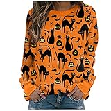 Material: Damen Sweatshirt Rundhals aus weichem Stoff, bequem und hautfreundlich, macht einen niedlichen Look, einfach zu kombinieren und zu tragen.