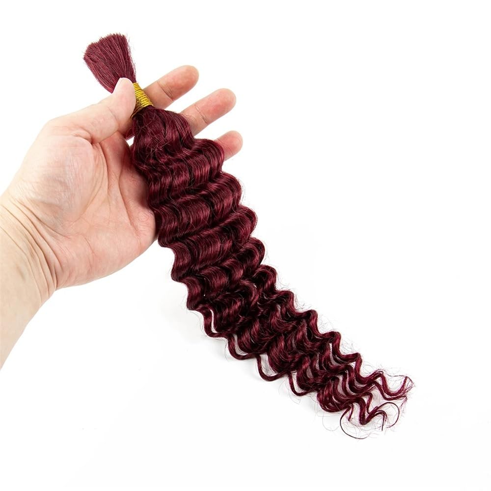 Splatanie włosów 99J Burgundowe Głębokie Fale Ludzkie Włosy Do Zaplatania Bez Osnowy Kręcone Brazylijskie Dziewicze Włosy Rozszerzenia Kobieta(20inches)
