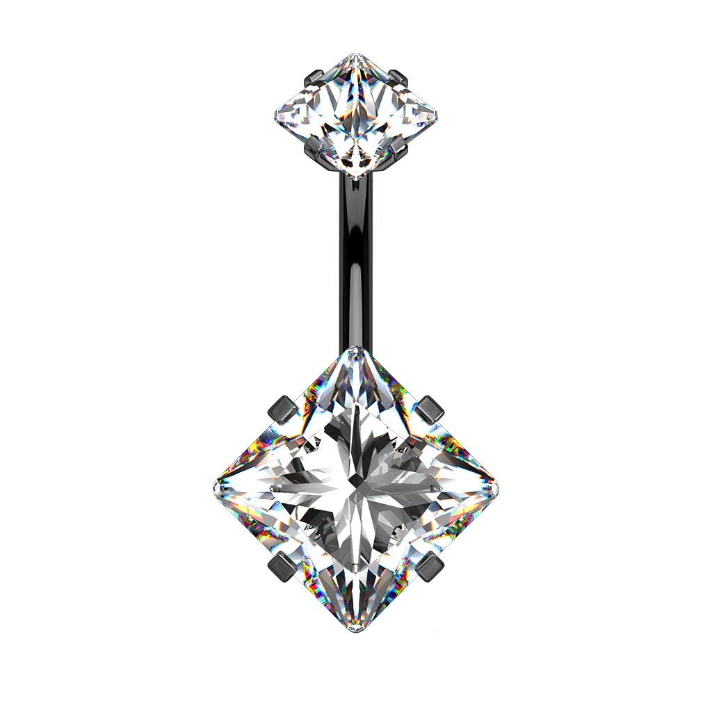 Paula & Fritz® Bauch-nabelpiercing Quadratischer Zirkonia 316L Chirurgenstahl Banane Bauch-Piercing Bananabell Nabel-Piercing Gold Silber Schwarz