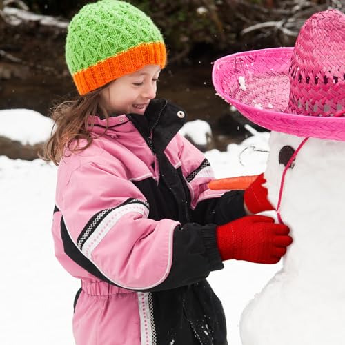 Image of ONESING Kids Knit Gloves - Stretchy Gloves for Boys Girls Winter, Solid Finger Gloves for Children