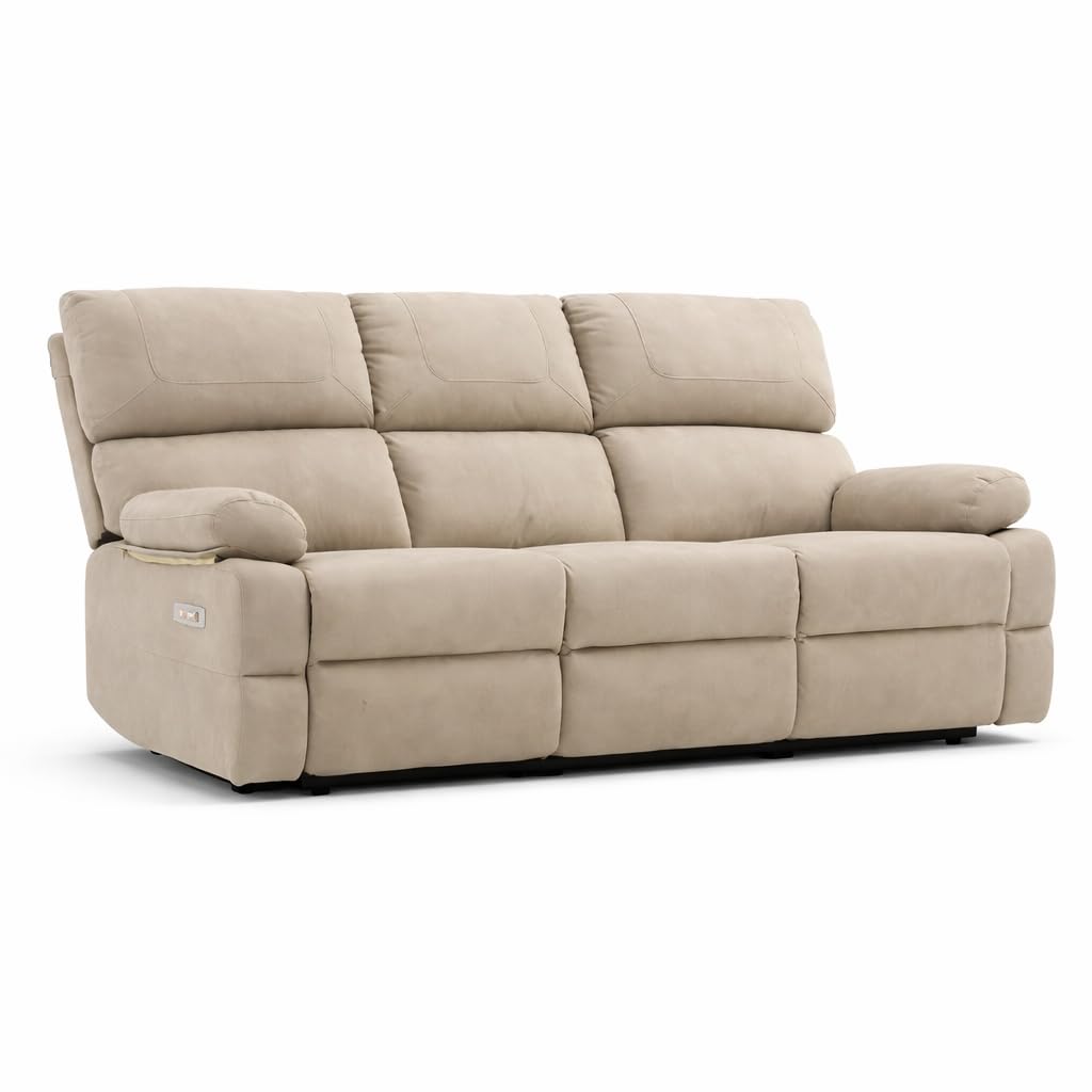 Decor Space Divano Cassiopeia con doppio recliner elettrico e rivestimento in tessuto per interno (2 posti/Beige)