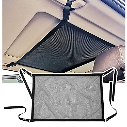 MXLPAS Plafond Toit Cargo Net/Car Net Stockage De Poche, Double Couche Mesh Sac/avec Fermeture éClair, pour Universal Auto Accessoires Multifonctions, 79 * 53cm,Black Cover
