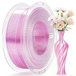 AMOLEN Silk PLA Dual Color 3D Printer Filament Glossy Silk Pink White PLA 1.75mm, Shiny Color Change Filament 3D Printing PLA Filament for Most FDM 3D Printer, 1kg Spool(2.2lbs)