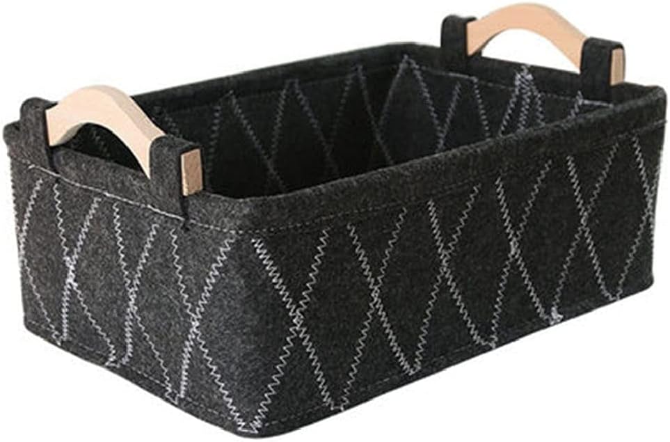 Storage Basket Folding Storage Box for Clothes Handle Desktop Organizer Laundry Basket Decor (Color : Beige,) (Black One Size)