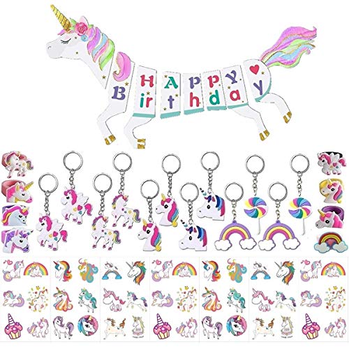 Unicorn Party Favors, Unicorn Birthday Decorations, Unicorn Theme Party Favor for Kids, Unicorn Party Supplies Kit, Unicorn Happy Birthday Banner
