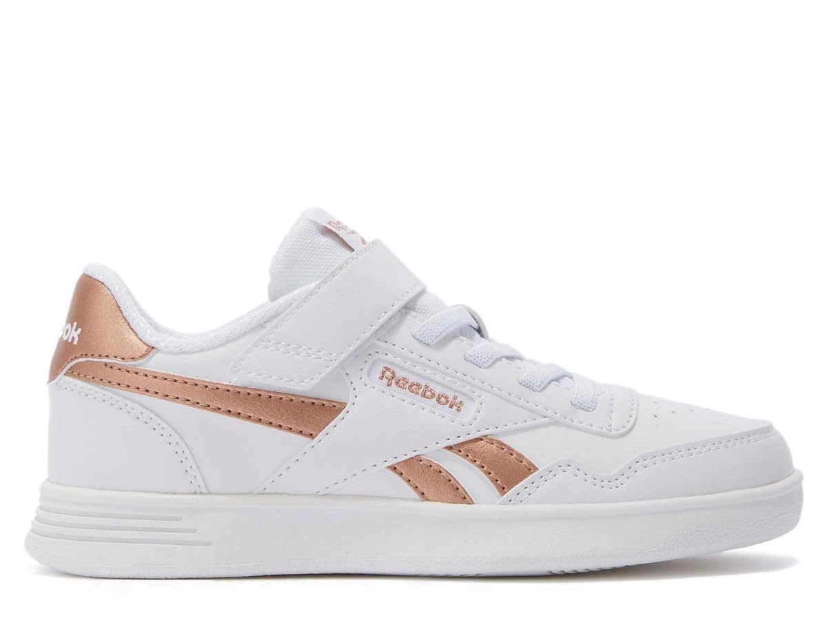 Reebok Girls' Court Advance Elastic & Top Strap Trainers, White Rosgol, 12 UK Child