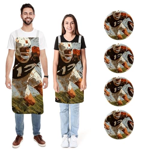 Tablier de cuisine en lin au style vintage ballon de football