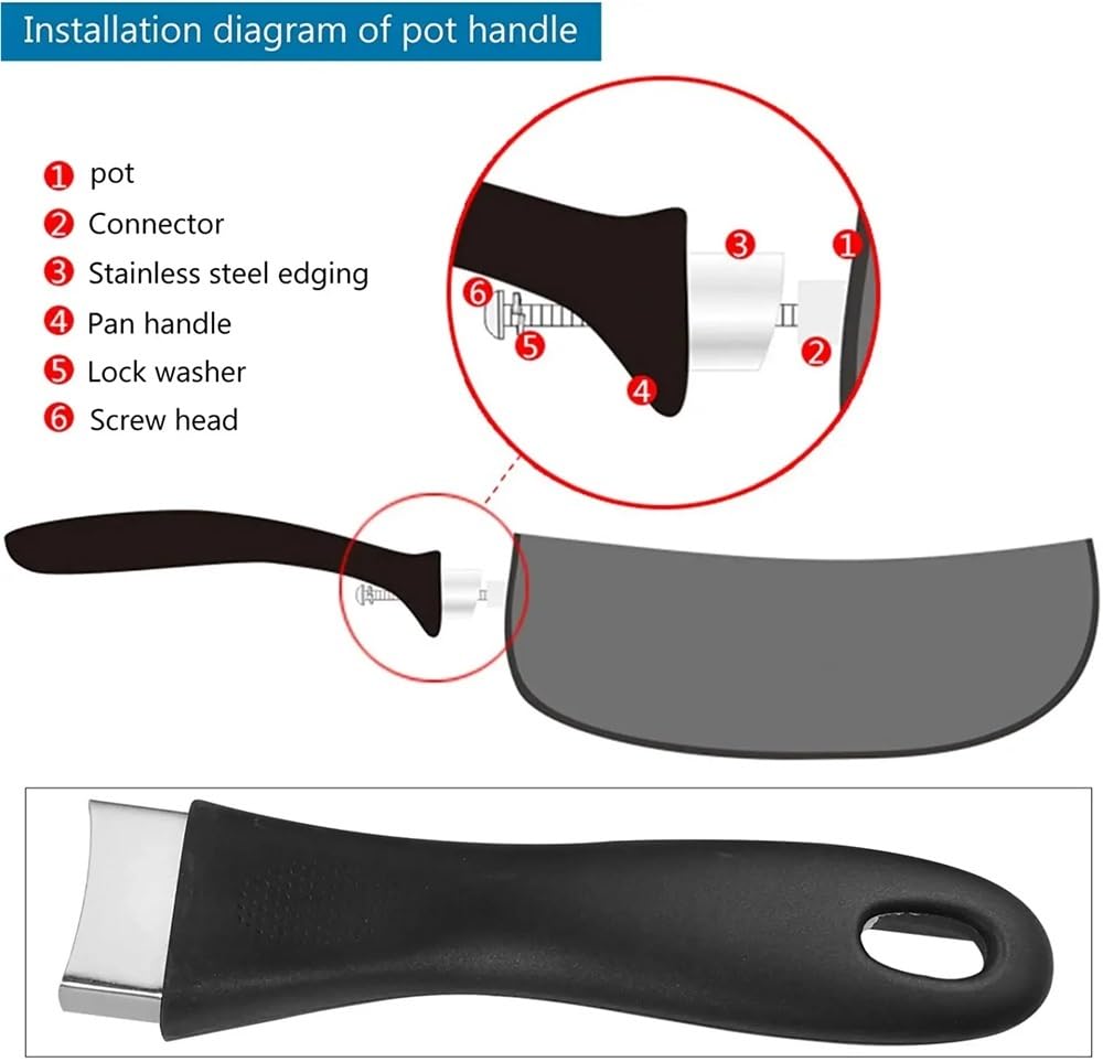 Ersatzgriff für Töpfe, Topfgriffe Ersatzteile Schwarz Bakelit Edelstahl 2 Stück(4PCS)