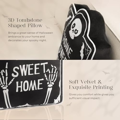 Phantoscope Halloween Tombstone Pillow – Gothic Velvet Decor - Image 2