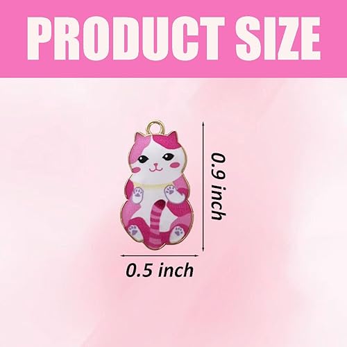 Miniatura 2 de 30 dijes de gato de aleación, esmaltados, coloridos dijes de gato esmaltados surtidos para hacer joyas, suministros de manualidades para hacer
