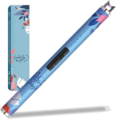 SUPRUS Encendedor de velas de arco USB tipo C, encendedor eléctrico con pantalla LED mejorada, interruptor de seguridad recargable, sin llama,