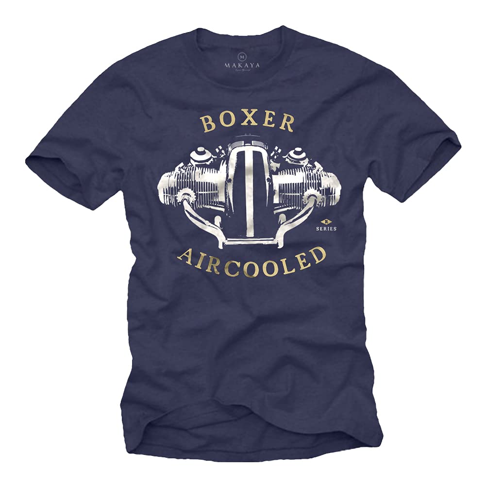 Makaya Men's Blue Biker T-Shirt - R100 Boxer Engine - Motorcycle Gifts For Him Size Xxl