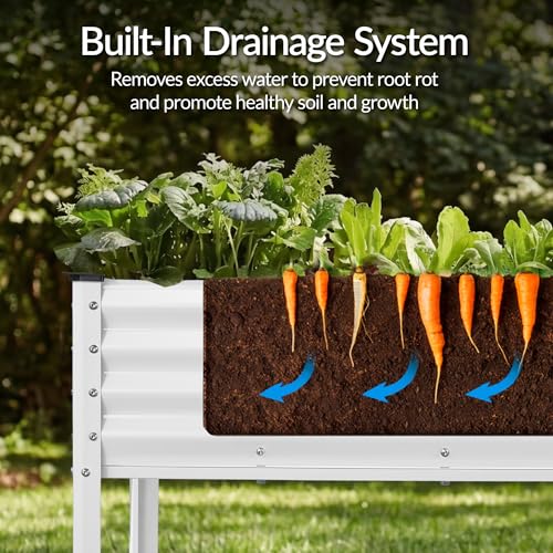 Image of Best Choice Products 72x24x30in Non Toxic Galvanized Raised Garden Bed, Metal Elevated Planter Box, Vegetable Garden, 100% Non Toxic Materials - White