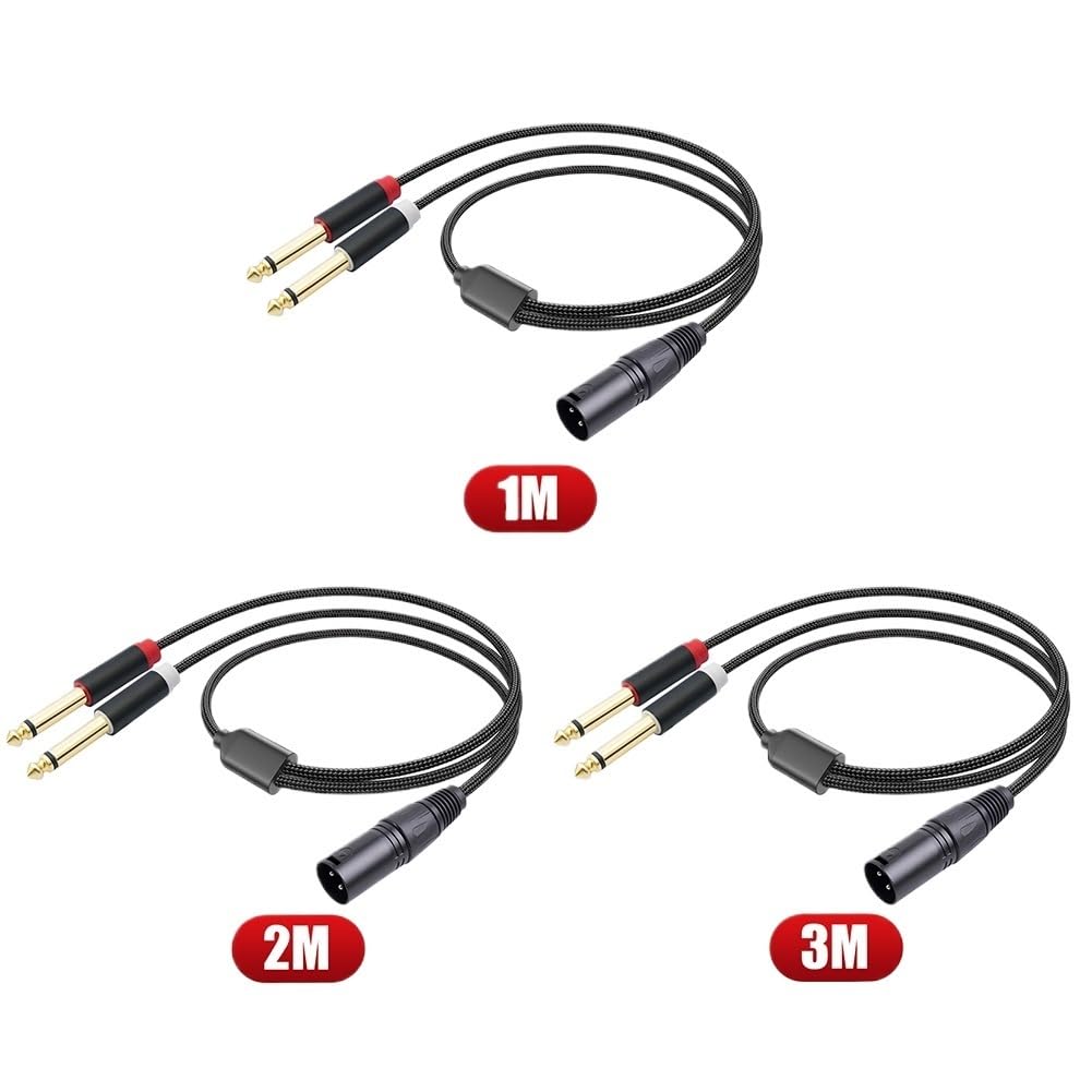 1/2/3M podwójny 1/4 cala na XLR męski rozdzielacz Y męski XLR na podwójny 6,35 mm mono wtyczka mikrofon konwerter audio adapter (2 m)