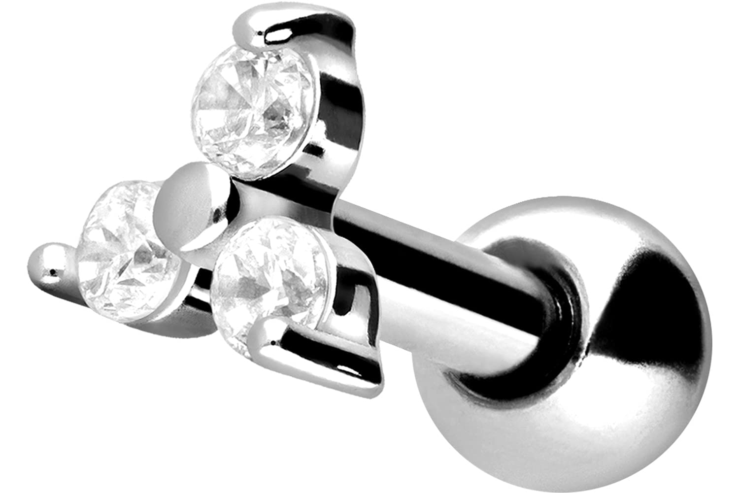 PIERCINGLINEpiercing de acero quirúrgico para la oreja - piercing flor de cristal como pendiente, hélix o tragus en 4 elegantes colores