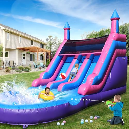Image of 21FT Inflatable Water Slides for Adults Kids with Giant Pool Drainage(Without Blower),Commercial Grade 100% PVC Inflatable Adult Water Slide for Backyard Party Outdoor Indoor Rental 21x11x13.5ft